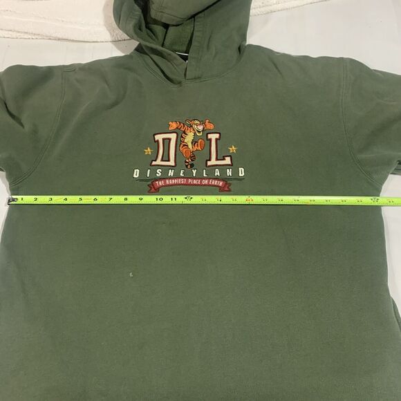 Disneyland Tigger Sweatshirt Large Green DL Hoodie Hooded w/ Pockets Embroidered - Picture 6 of 16